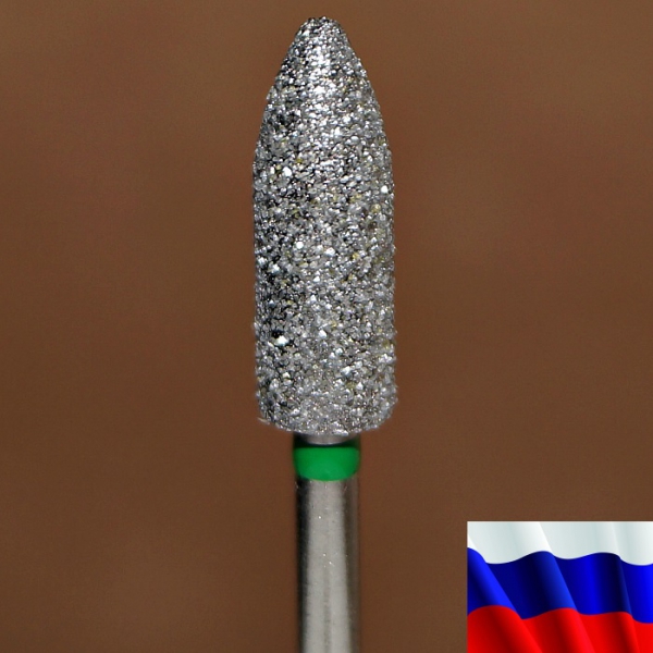 Алмазная фреза "ПУЛЯ" (зеленая), d=5,0 мм